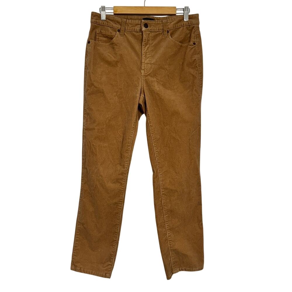 Talbots Tan Corduroy Straight Leg Pants Womens 2 Preppy Fall Academia High Rise